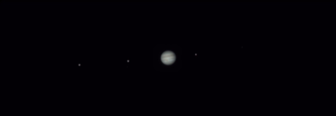 Jupiter - 3 moons:  Callisto, Ganymede and Europa (l-r)